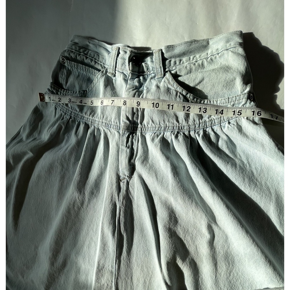 Vintage 80s Candie's Denim Skirt High Waist Midi Light Wash Waist 26" SEE FLAWS - Picture 11 of 16